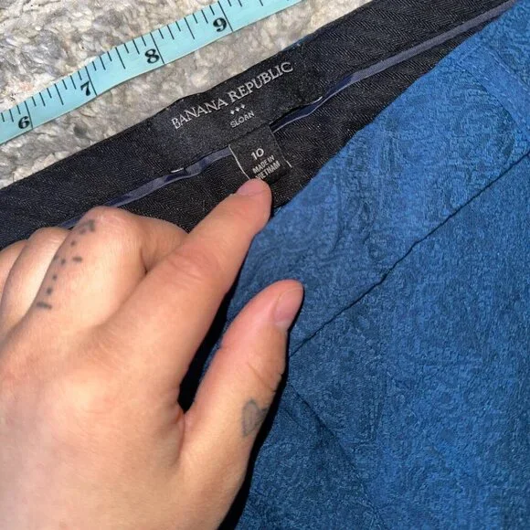 Banana Republic Women's Blue Textured Pants Slacks Size 10 Sloan - Picture 7 of 9